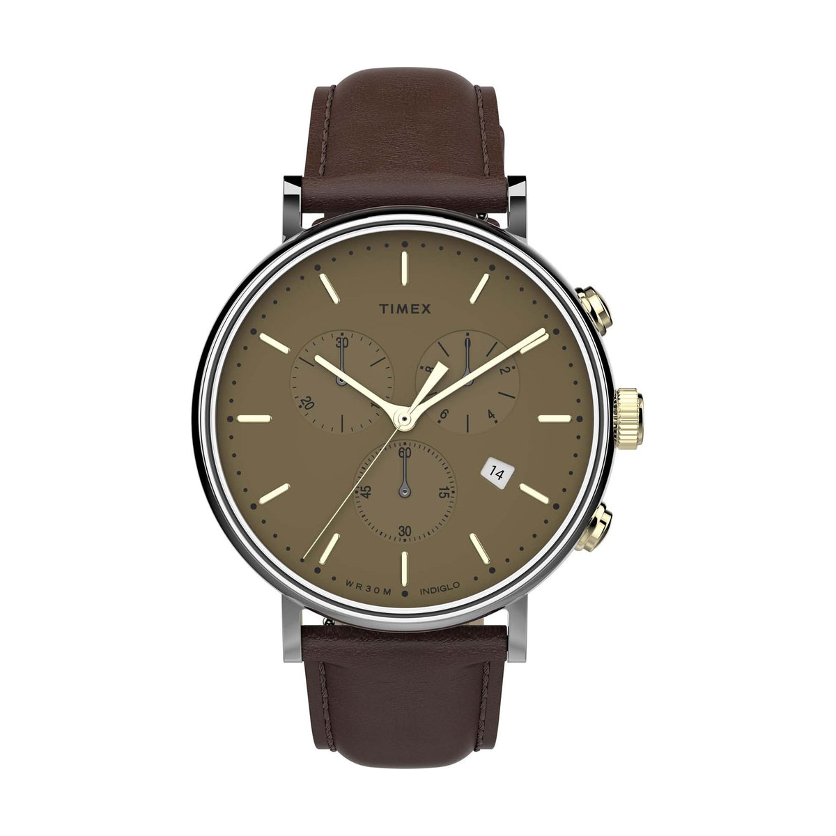 Timex fairfield leather strap watch hot sale