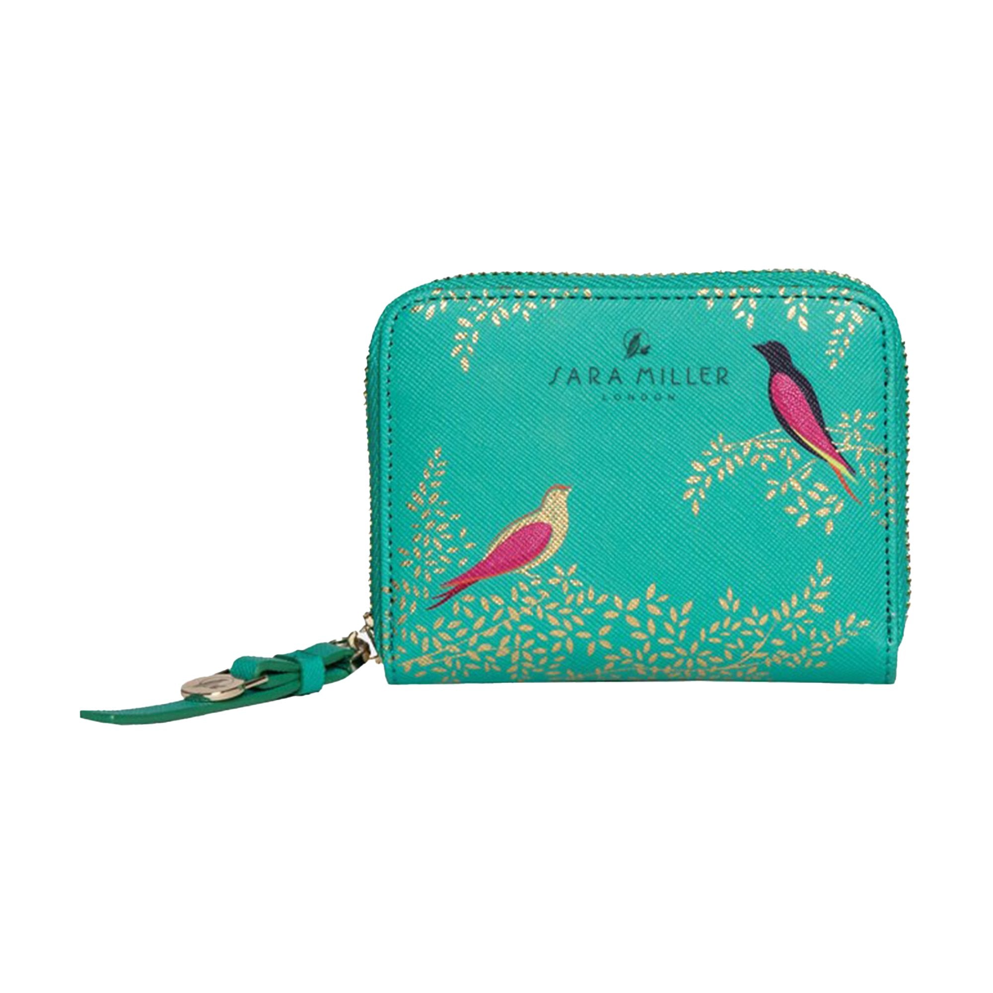 SMALL ZIP PURSE GREEN BIRDS