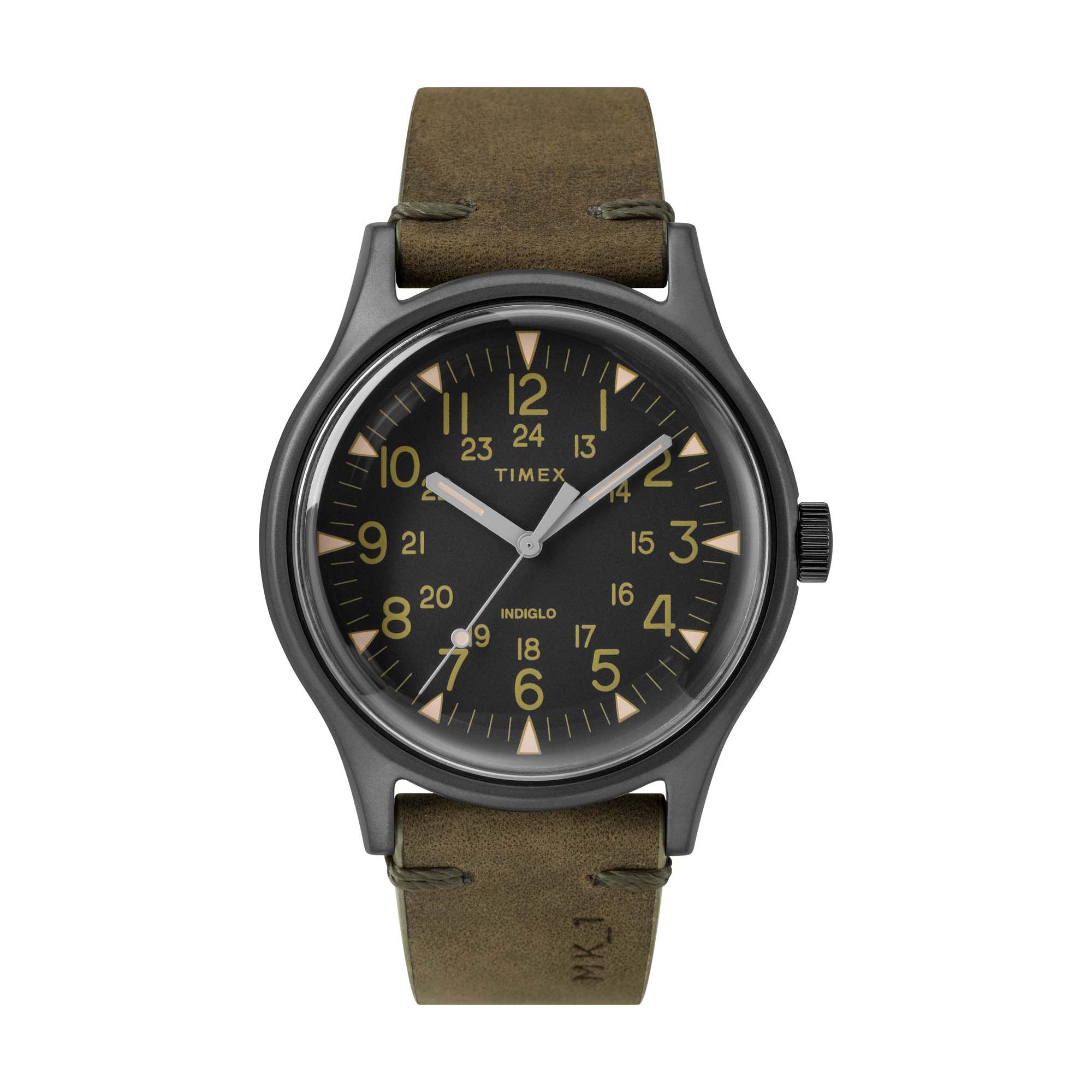 Mk1 steel 40mm on sale leather strap watch